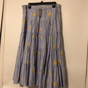 J crew pinstriped maxi skirt with pineapples sz L